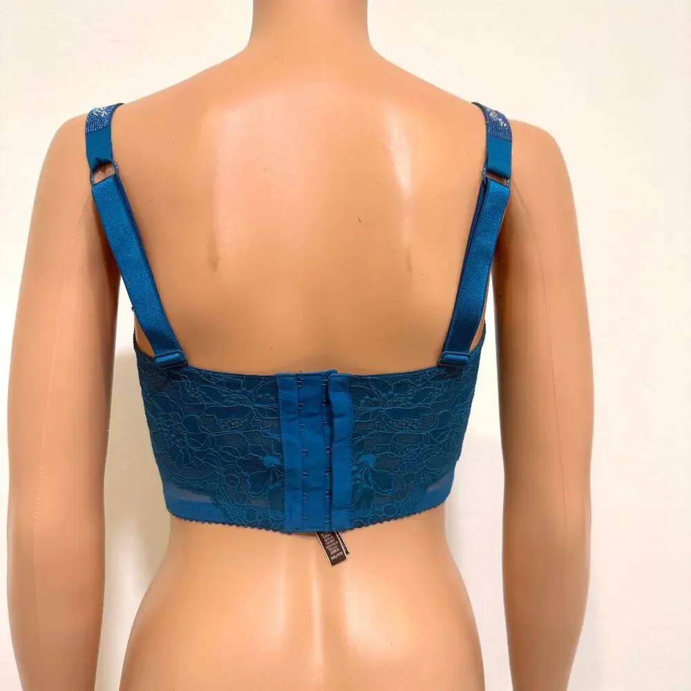 NWT Victoria’s Secret 34C rhinestone strap lace push up corset BC3 3305